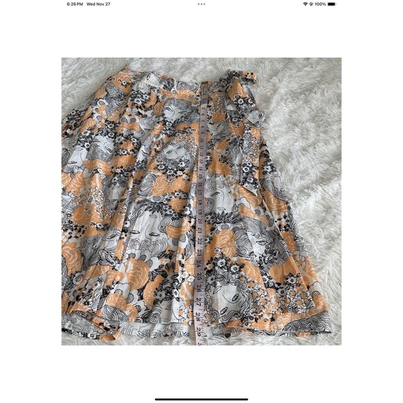 Modcloth Peeking at Perfection Wm’s Sz 16 A-Line Wrap Skirt Floral Peach Orange - Picture 8 of 11